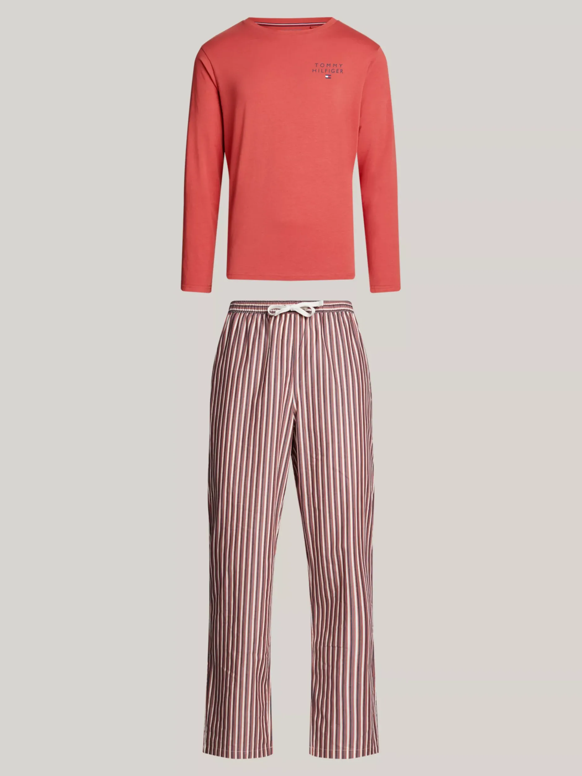 Stroje Kąpielowe*Tommy Hilfiger Piżama Z Długim Rękawem TH Original TERRA RED / MULTICO STRIPE