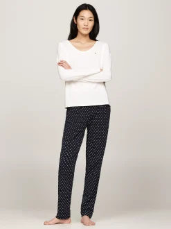 Piżamy & Odziez Nocna*Tommy Hilfiger Piżama Z Długim Rękawem TH Original ANCIENT WHITE/STAR NAVY AOP