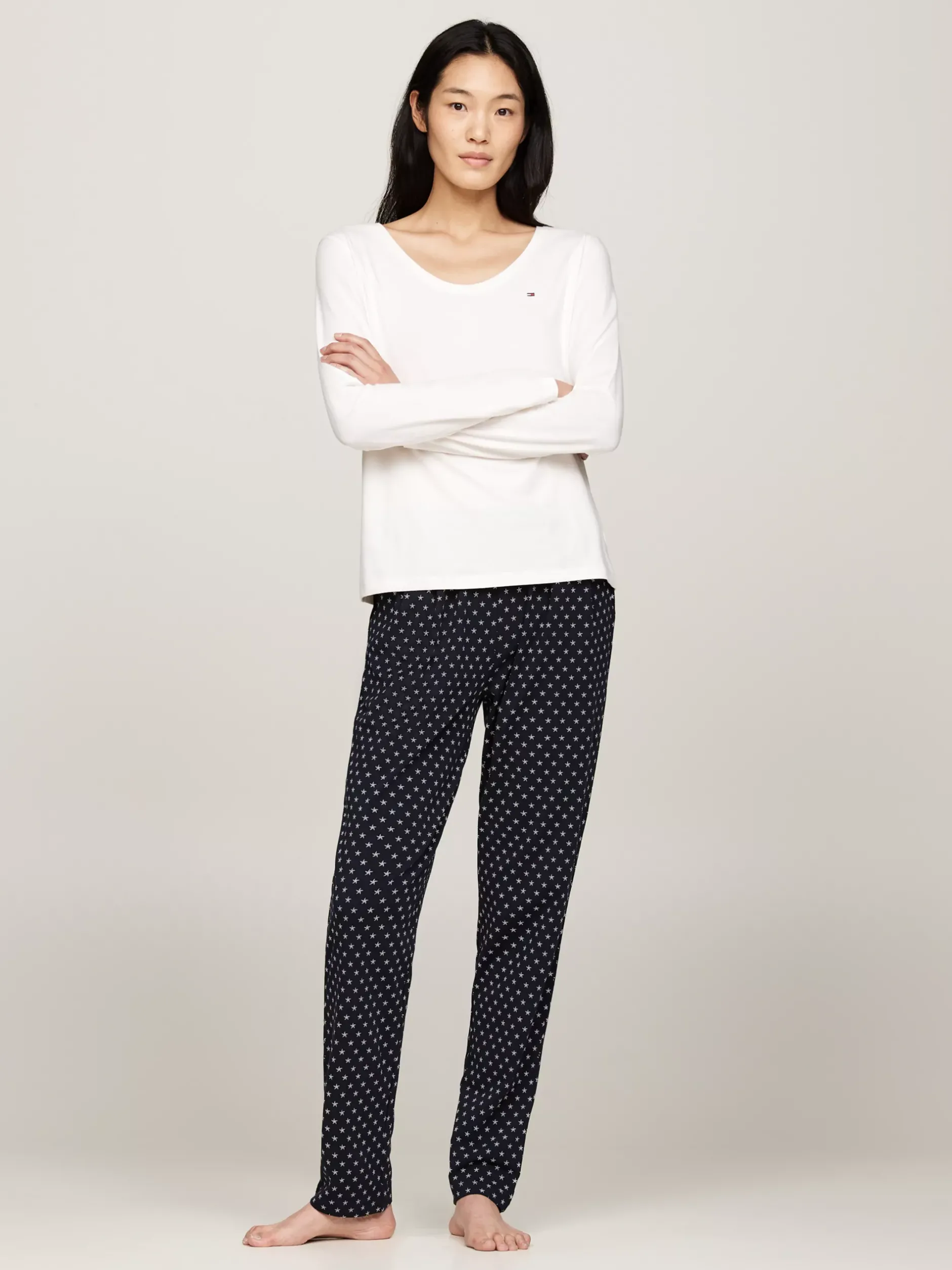 Piżamy & Odziez Nocna*Tommy Hilfiger Piżama Z Długim Rękawem TH Original ANCIENT WHITE/STAR NAVY AOP