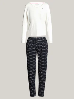 Piżamy & Odziez Nocna*Tommy Hilfiger Piżama Z Długim Rękawem TH Original ANCIENT WHITE/STAR NAVY AOP