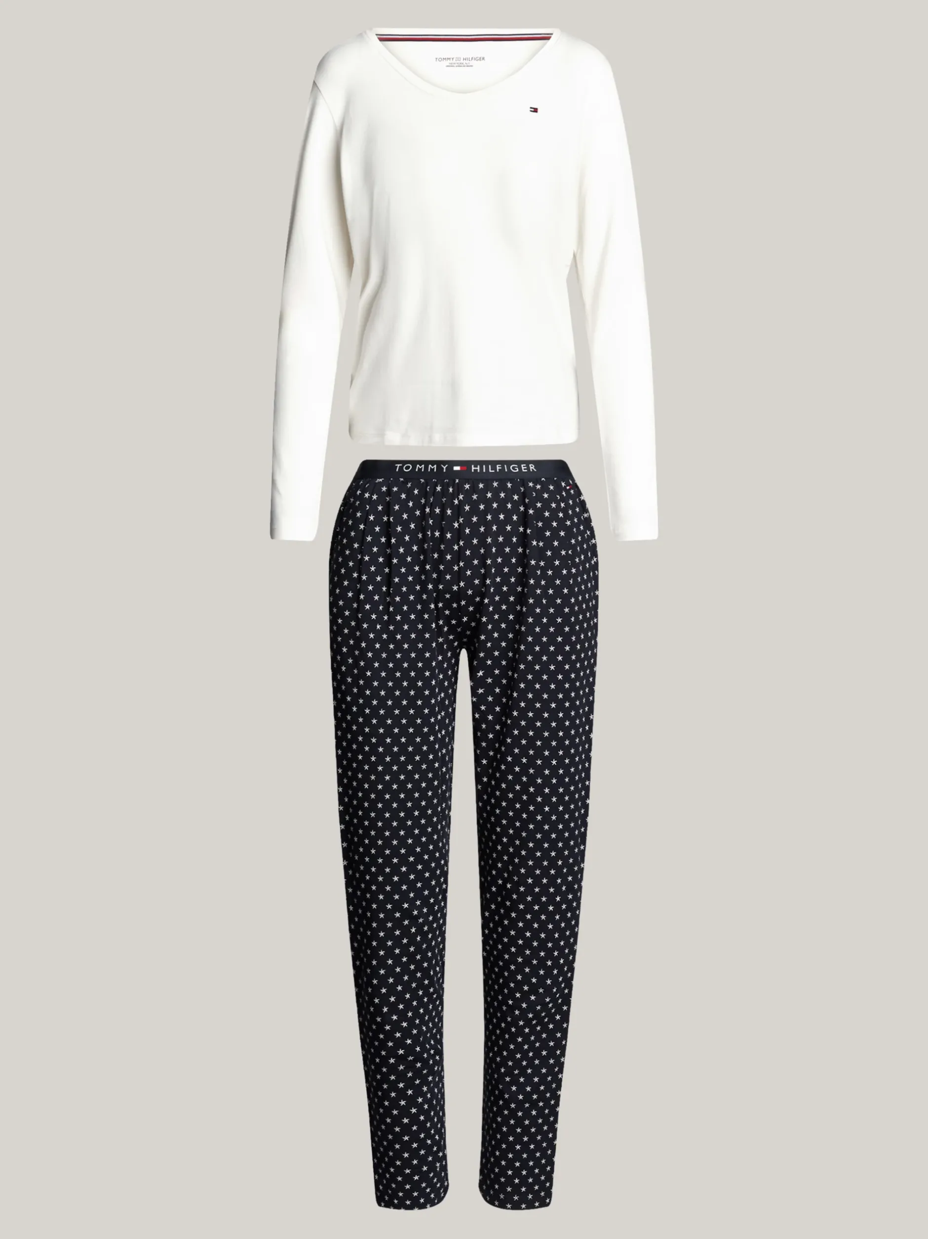 Piżamy & Odziez Nocna*Tommy Hilfiger Piżama Z Długim Rękawem TH Original ANCIENT WHITE/STAR NAVY AOP