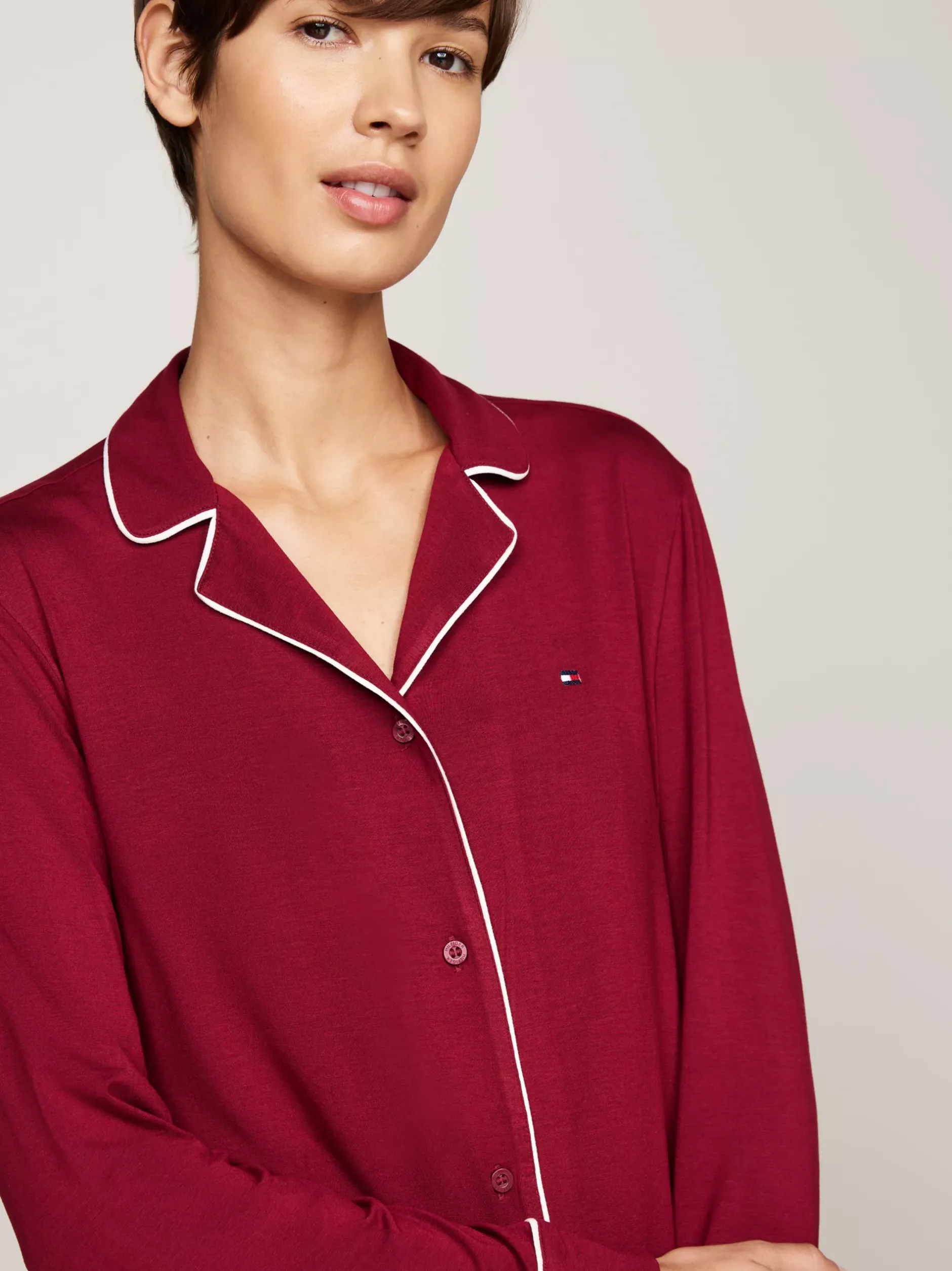 Piżamy & Odziez Nocna*Tommy Hilfiger Piżama Z Długim Rękawem Z Mikrofibry ROUGE