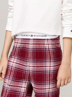 Bielizna & Skarpetki*Tommy Hilfiger Piżama Z Elastycznym Paskiem Z Logo ANCIENT WHITE/PLAID CHECK ROUGE