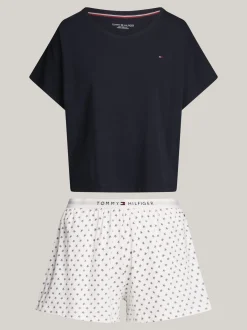 Piżamy & Odziez Nocna*Tommy Hilfiger Piżama Z Krótkim Rękawem TH Original DESERT SKY/STAR ANCIENT WHITE AOP