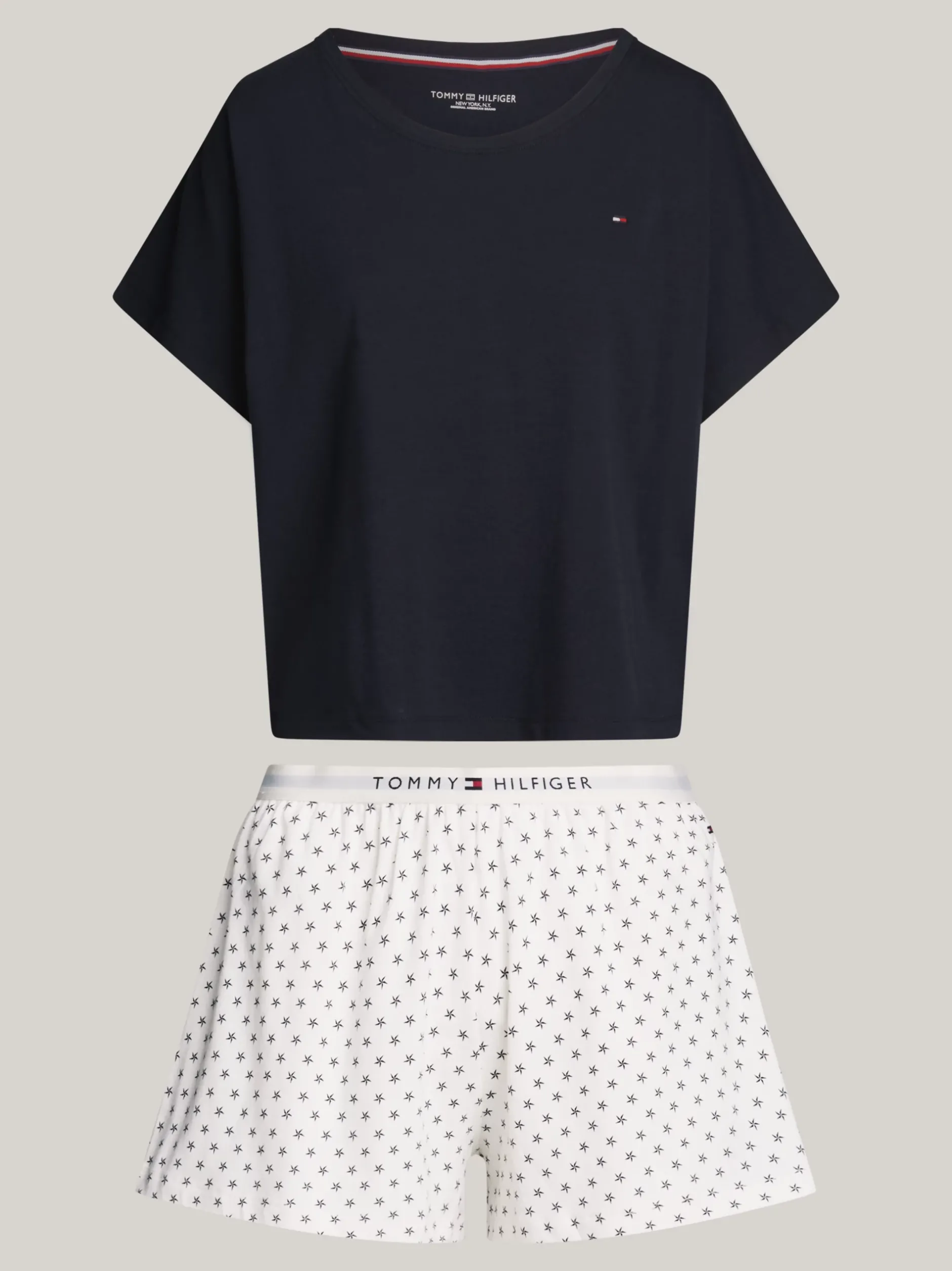Piżamy & Odziez Nocna*Tommy Hilfiger Piżama Z Krótkim Rękawem TH Original DESERT SKY/STAR ANCIENT WHITE AOP