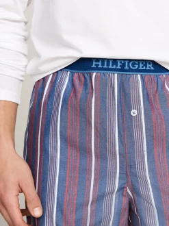 Stroje Kąpielowe*Tommy Hilfiger Piżama Z Nadrukiem I Logo Hilfiger Monotype WHITE / MONOTYPE STRIPES INDIGO