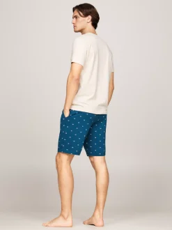 Piżamy*Tommy Hilfiger Piżama Z Szortami TH Original HT OAT / FLAG MIDNIGHT TURQUOISE