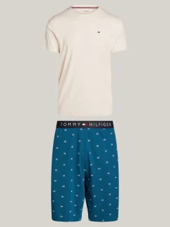 Piżamy*Tommy Hilfiger Piżama Z Szortami TH Original HT OAT / FLAG MIDNIGHT TURQUOISE