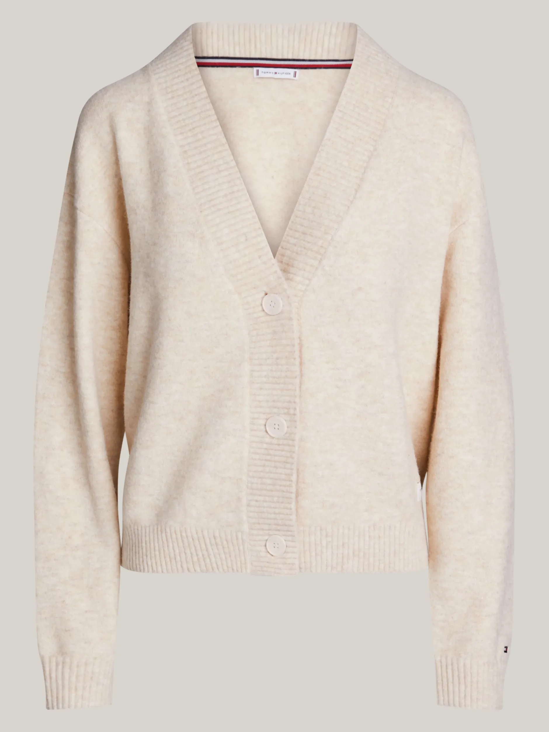 Stroje Domowe*Tommy Hilfiger Piżamowy Kardigan Z Logo Hilfiger HEATHERED OAT
