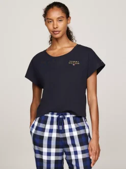 Stroje Domowe*Tommy Hilfiger Piżamowy T-shirt Z Logo TH Original DESERT SKY