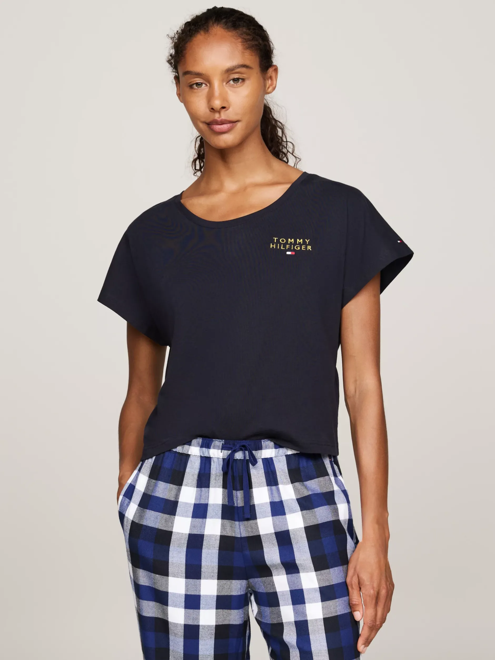 Stroje Domowe*Tommy Hilfiger Piżamowy T-shirt Z Logo TH Original DESERT SKY