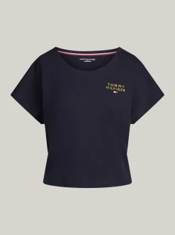 Stroje Domowe*Tommy Hilfiger Piżamowy T-shirt Z Logo TH Original DESERT SKY