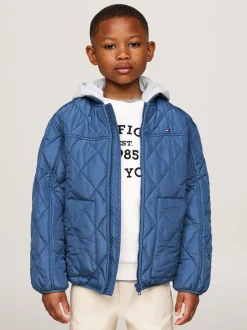 Kurtki I Płaszcze|Kurtki*Tommy Hilfiger Pikowana Kurtka Z Kontrastowym Kapturem AEGEAN SEA