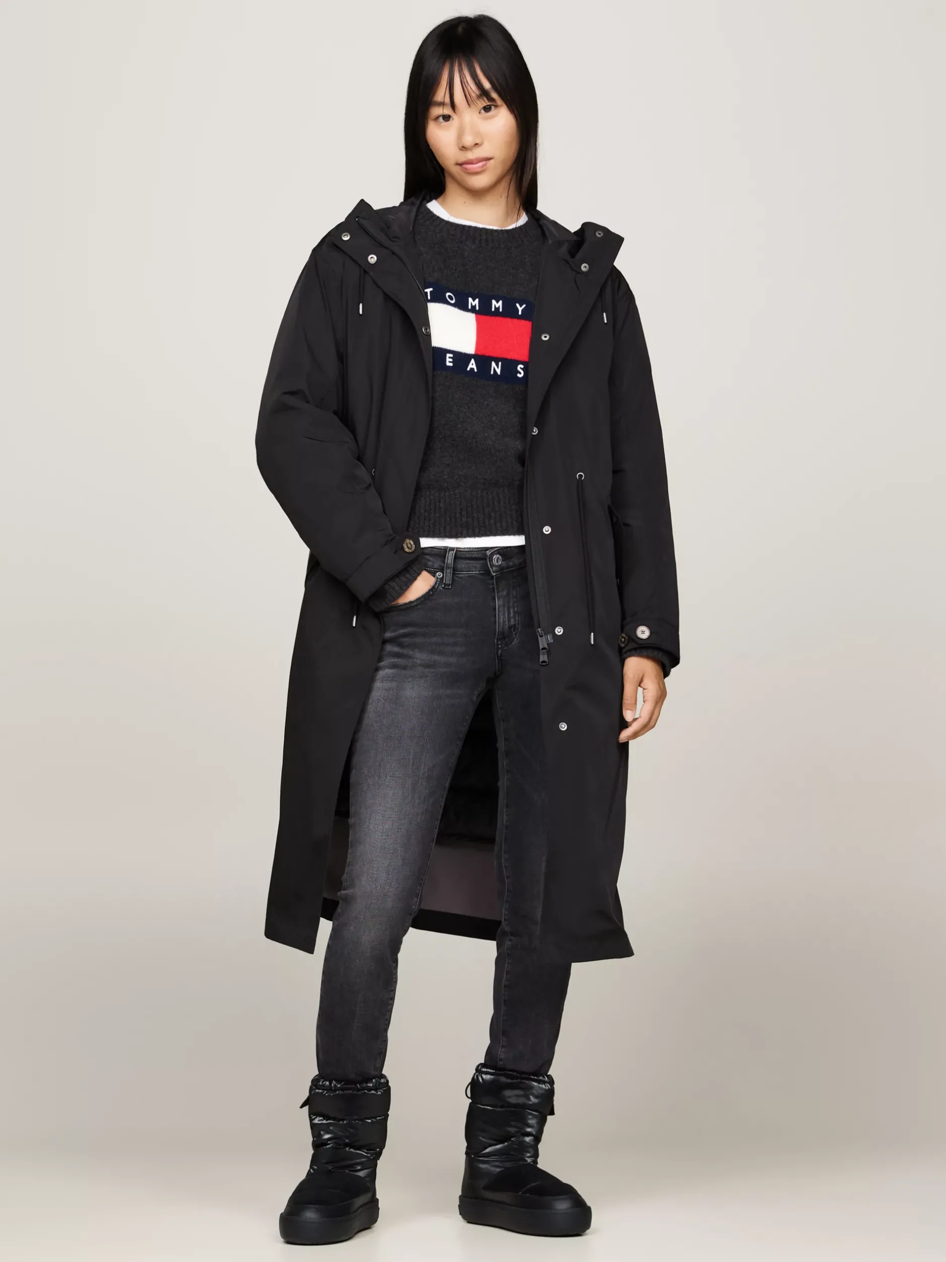 Botki*Tommy Hilfiger Pikowane śniegowce Z Ciepłą Wyściółką BLACK