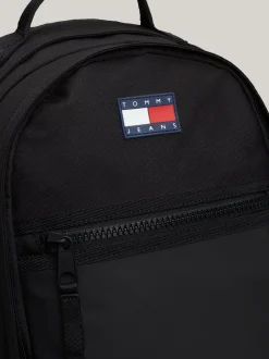 Plecaki*Tommy Hilfiger Plecak W Bloki Kolorów Z Powlekanym Gumą Logo BLACK