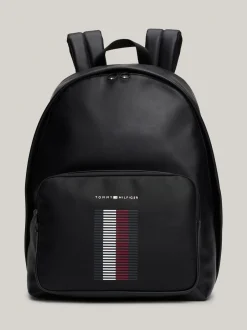 Plecaki*Tommy Hilfiger Plecak Z Fakturą Piki Na Kieszonce BLACK