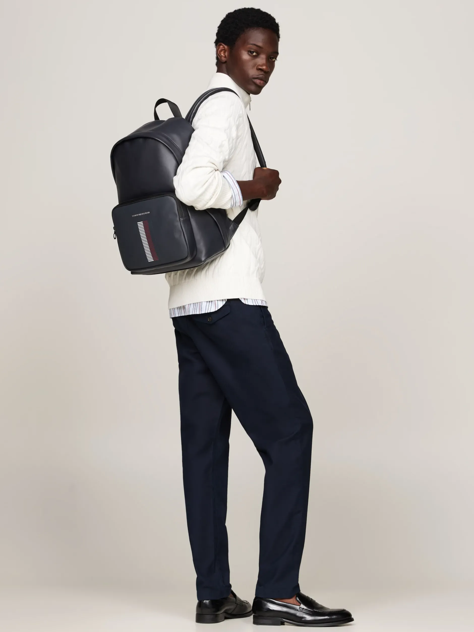 Plecaki*Tommy Hilfiger Plecak Z Fakturą Piki Na Kieszonce SPACE BLUE
