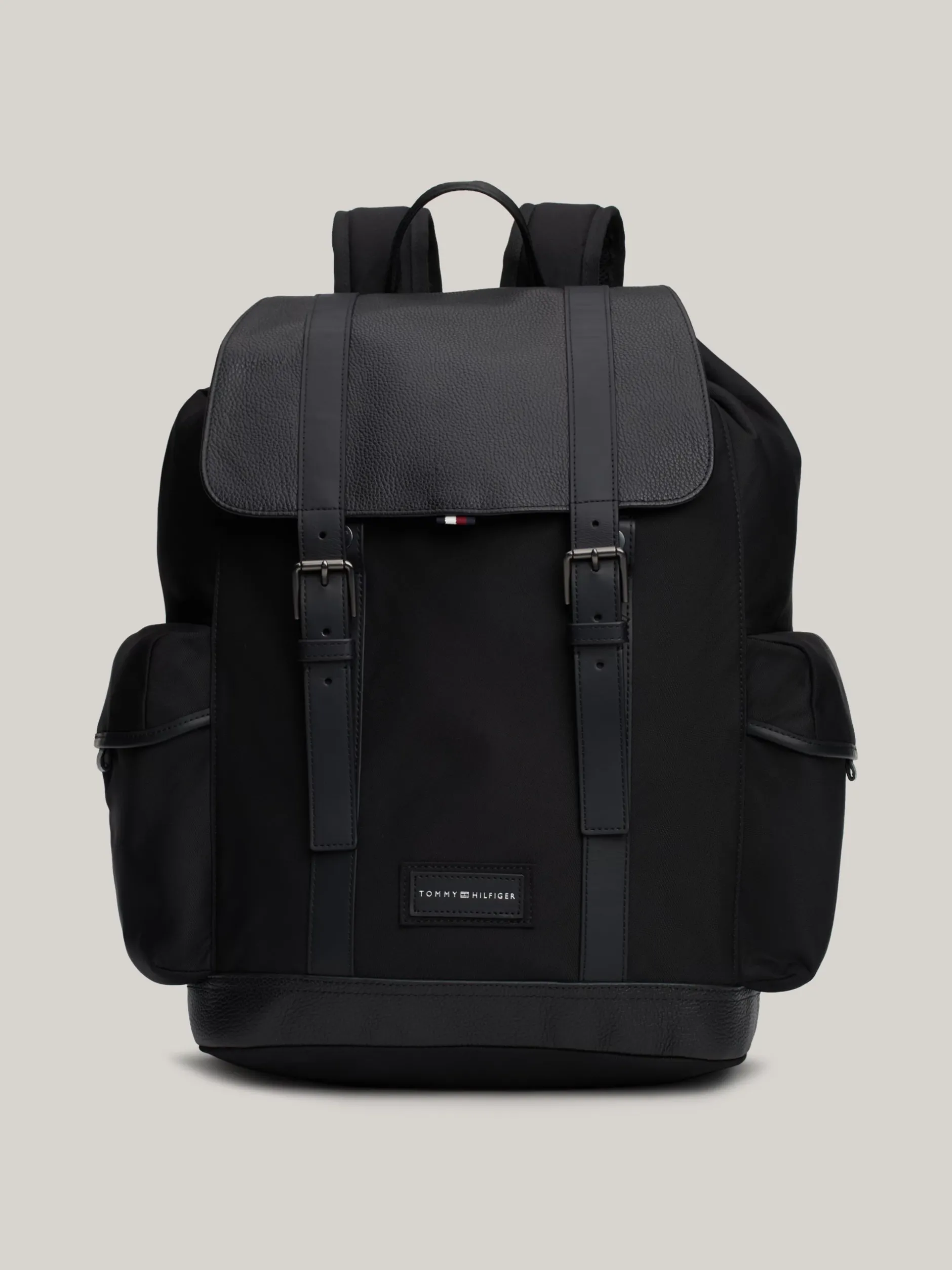Plecaki*Tommy Hilfiger Plecak Z Klapką Casual O Mieszanej Fakturze BLACK