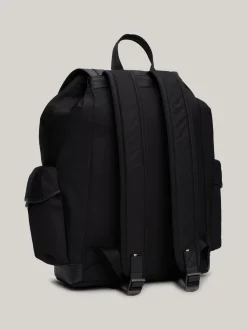 Plecaki*Tommy Hilfiger Plecak Z Klapką Casual O Mieszanej Fakturze BLACK