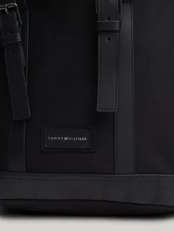Plecaki*Tommy Hilfiger Plecak Z Klapką Casual O Mieszanej Fakturze BLACK