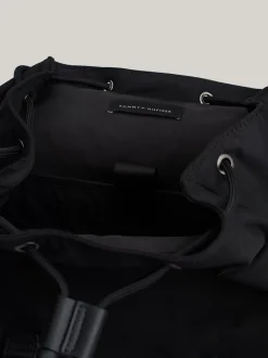 Plecaki*Tommy Hilfiger Plecak Z Klapką Casual O Mieszanej Fakturze BLACK