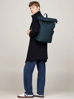 Plecaki*Tommy Hilfiger Plecak Ze Zwijaną Górą I Logo Hilfiger MILITARY DENIM