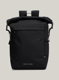 Plecaki*Tommy Hilfiger Plecak Ze Zwijaną Górą Z Logo BLACK