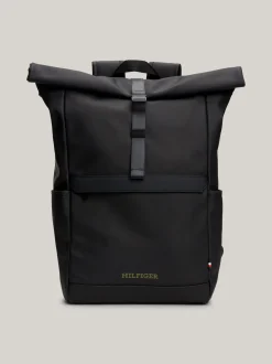 Plecaki*Tommy Hilfiger Plecak Ze Zwijaną Klapą I Logo Hilfiger Monotype BLACK