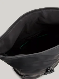 Plecaki*Tommy Hilfiger Plecak Ze Zwijaną Klapą I Logo Hilfiger Monotype BLACK