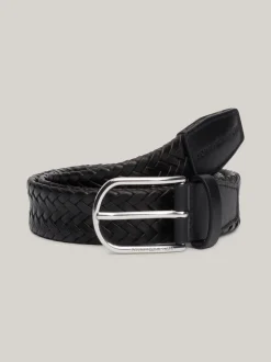 Paski*Tommy Hilfiger Pleciony Pasek TH Business Ze Skóry BLACK