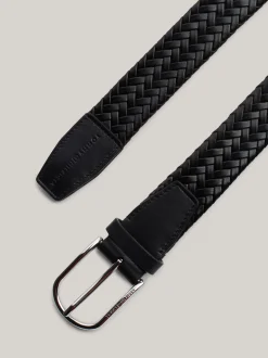 Paski*Tommy Hilfiger Pleciony Pasek TH Business Ze Skóry BLACK