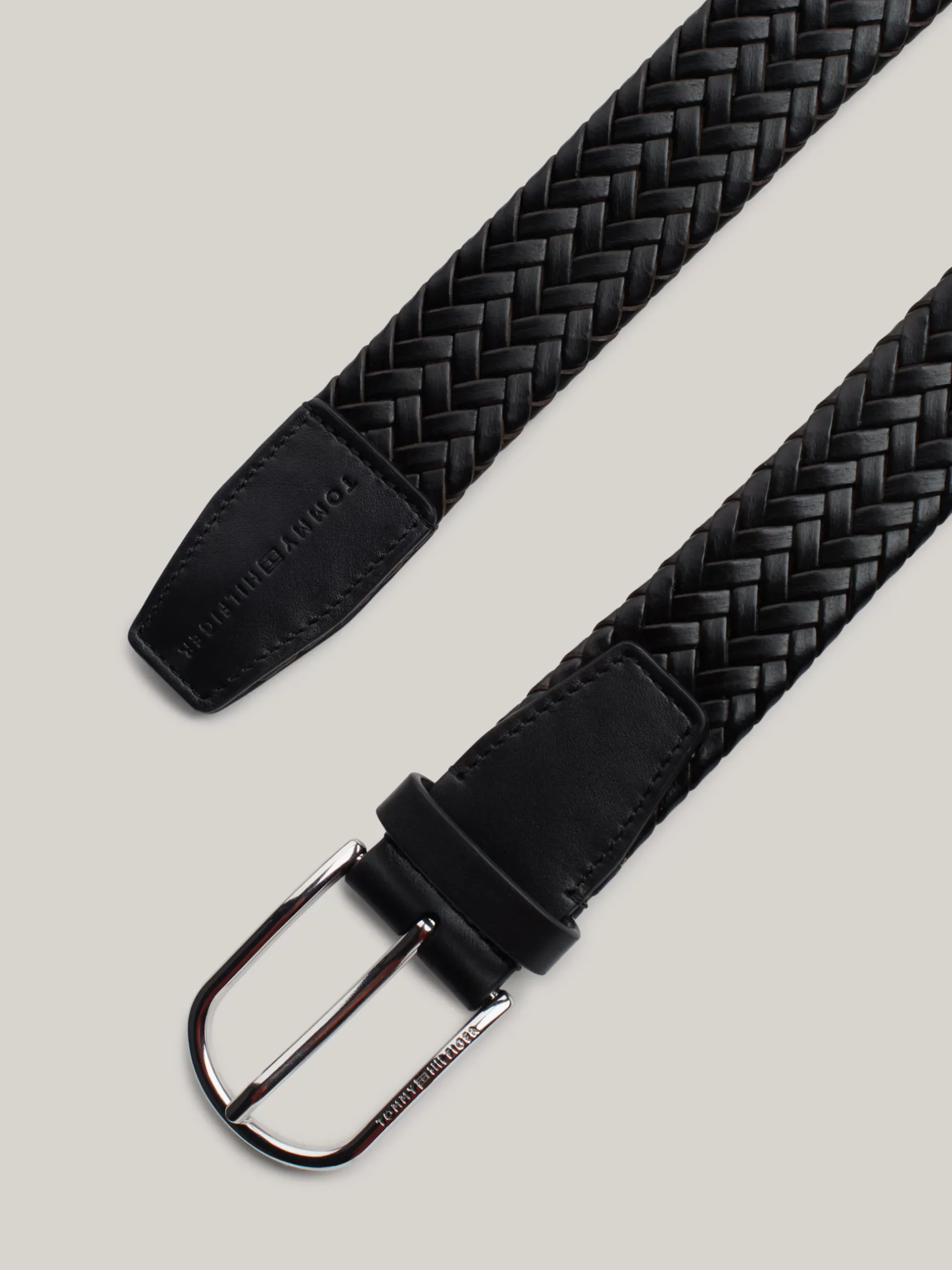 Paski*Tommy Hilfiger Pleciony Pasek TH Business Ze Skóry BLACK