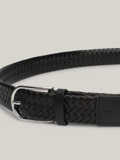 Paski*Tommy Hilfiger Pleciony Pasek TH Business Ze Skóry BLACK