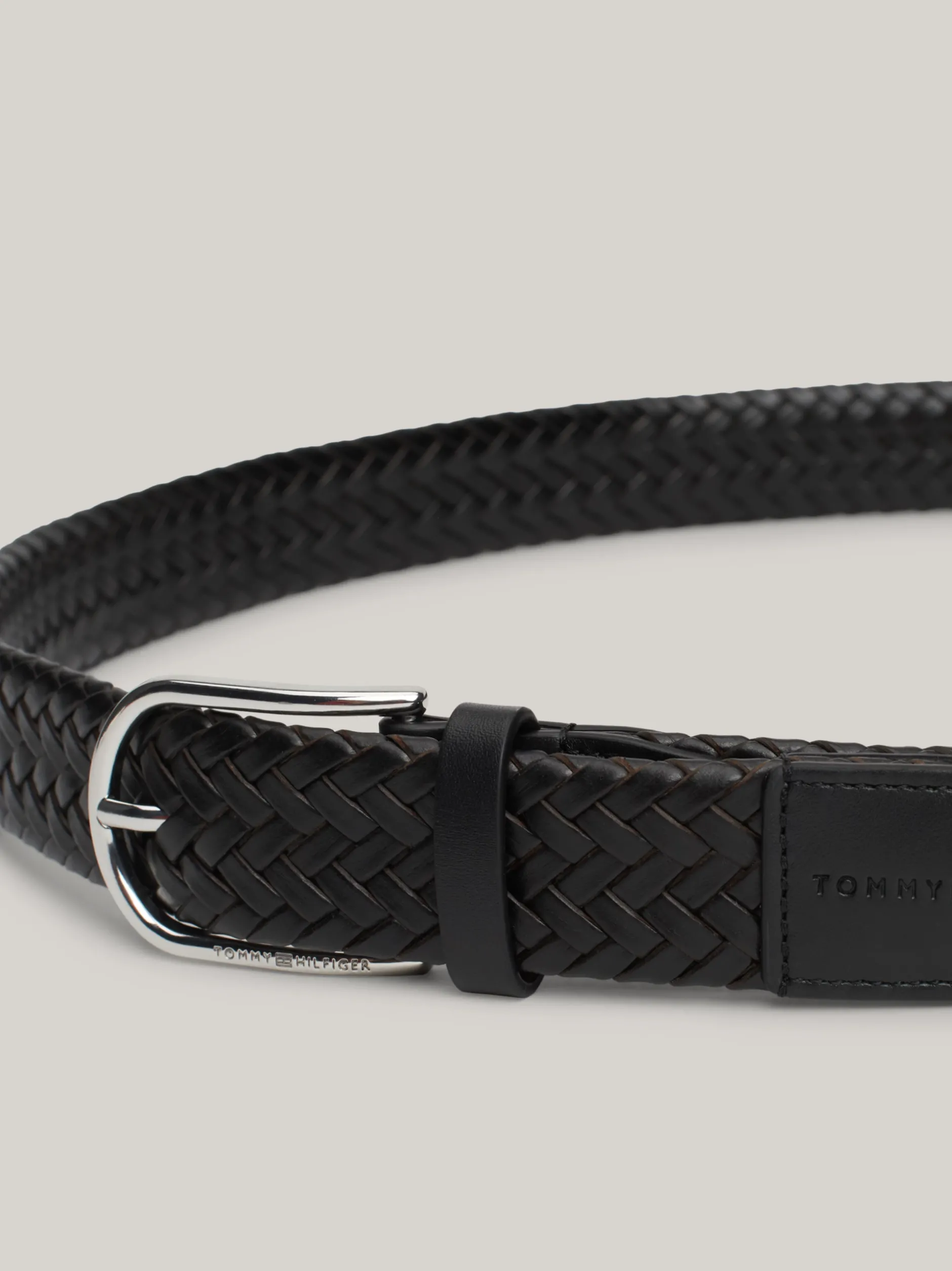 Paski*Tommy Hilfiger Pleciony Pasek TH Business Ze Skóry BLACK