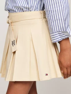 Spodnie, Szorty I Spódnice*Tommy Hilfiger Plisowana Spódnica Z Paskiem COUNTRY IVORY