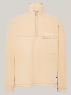 Bluzy Dresowe & Z Kapturem*Tommy Hilfiger Polar O Luźnym Kroju Z Zamkiem 1/4 GENTLE GOLD