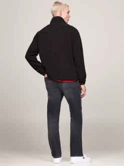Bluzy Dresowe & Z Kapturem*Tommy Hilfiger Polar O Luźnym Kroju Z Zamkiem 1/4 BLACK