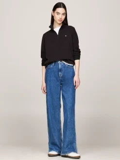 Bluzy Dresowe & Z Kapturem*Tommy Hilfiger Polarowa Bluza Z Zamkiem Do 1/4 Długości BLACK