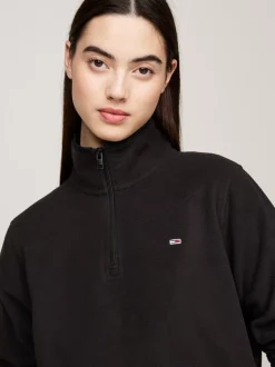 Bluzy Dresowe & Z Kapturem*Tommy Hilfiger Polarowa Bluza Z Zamkiem Do 1/4 Długości BLACK