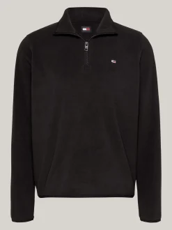 Bluzy Dresowe & Z Kapturem*Tommy Hilfiger Polarowa Bluza Z Zamkiem Do 1/4 Długości BLACK