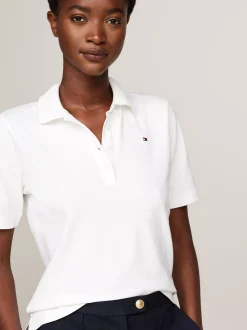 Koszulki Polo*Tommy Hilfiger Polo O Regularnym Kroju Z Wyhaftowaną Flagą ECRU