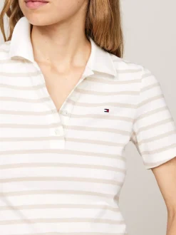 Koszulki Polo*Tommy Hilfiger Polo O Wąskim Kroju W Paski BRETON STP/ ECRU/ CLASSIC BEIGE