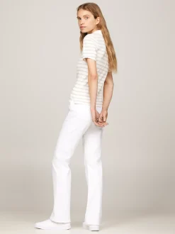 Koszulki Polo*Tommy Hilfiger Polo O Wąskim Kroju W Paski BRETON STP/ ECRU/ CLASSIC BEIGE