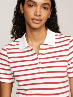 Koszulki Polo*Tommy Hilfiger Polo O Wąskim Kroju W Paski BRETON STP/ ECRU/ TERRA RED