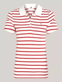 Koszulki Polo*Tommy Hilfiger Polo O Wąskim Kroju W Paski BRETON STP/ ECRU/ TERRA RED