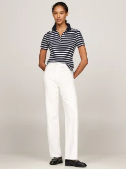 Koszulki Polo*Tommy Hilfiger Polo O Wąskim Kroju W Paski BRETON DESERT SKY/ECRU
