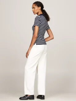 Koszulki Polo*Tommy Hilfiger Polo O Wąskim Kroju W Paski BRETON DESERT SKY/ECRU