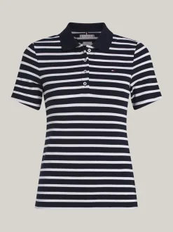 Koszulki Polo*Tommy Hilfiger Polo O Wąskim Kroju W Paski BRETON DESERT SKY/ECRU