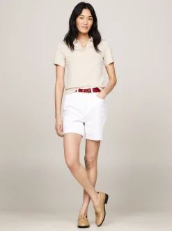 Koszulki Polo*Tommy Hilfiger Polo O Wąskim Kroju Z Wyhaftowaną Flagą CLASSIC BEIGE
