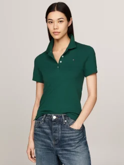 Koszulki Polo*Tommy Hilfiger Polo O Wąskim Kroju Z Wyhaftowaną Flagą ORNAMENTAL GREEN